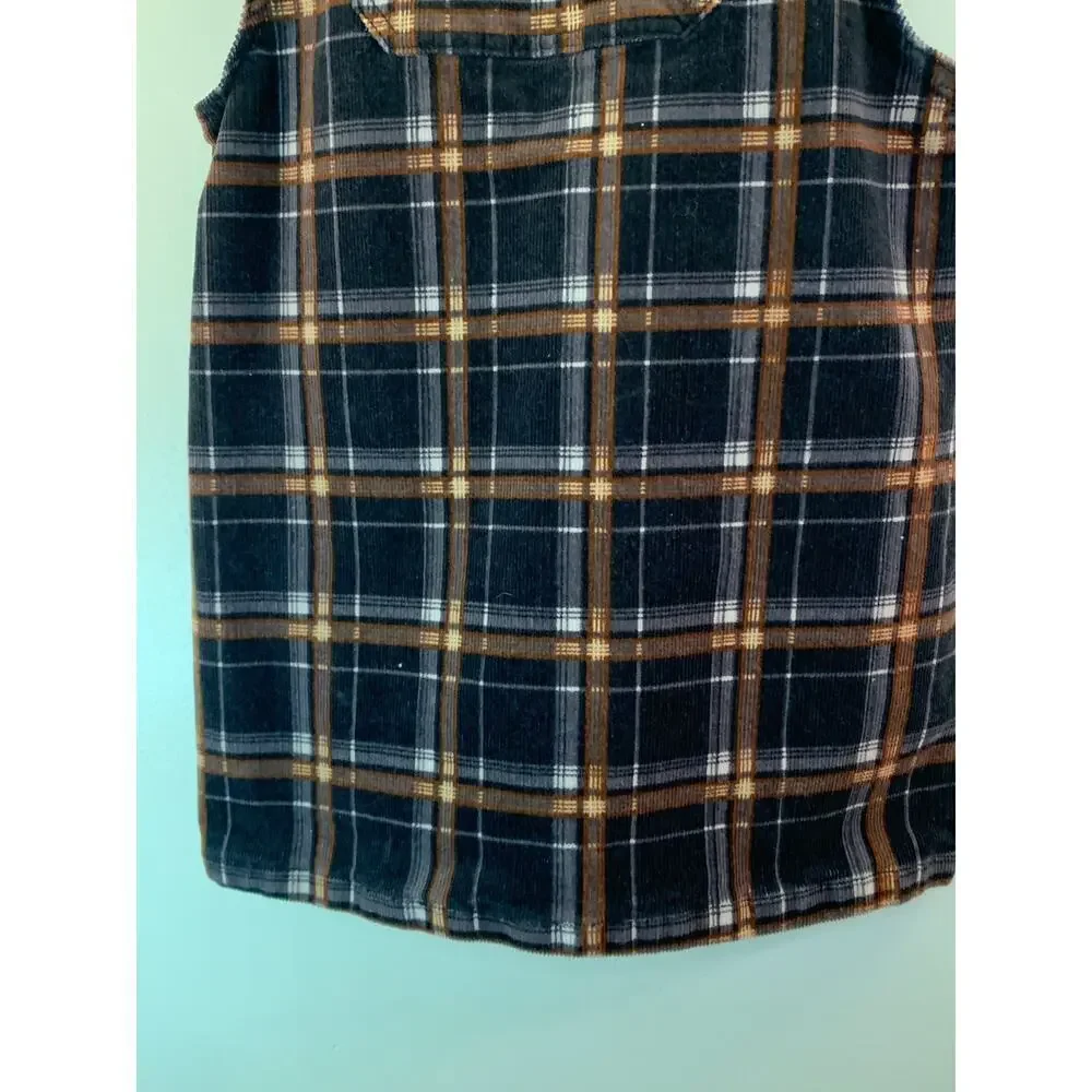 ART CLASS Girl’s Black Plaid Corduroy Overall Dress / Size: Large 10-12
